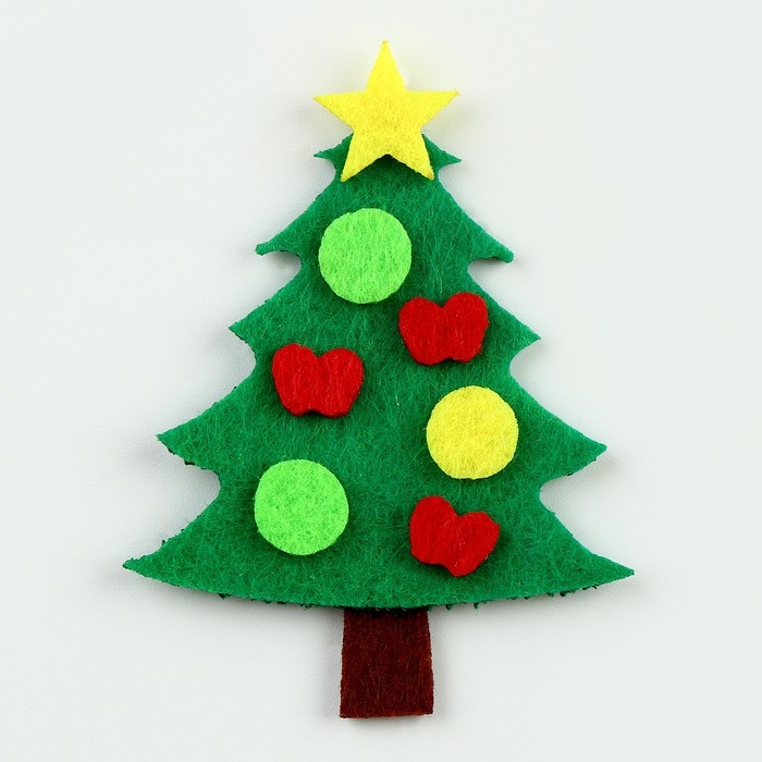 Новый год! Набор фетровых деталей для декора &laquo;Ёлочки&raquo; набор 4 шт., размер 1 шт. &mdash; 6 &times; 2 см, двусторонний скотч