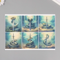 Новогодняя декупажная карта "Змея с мечом", плотность 45 г/м2, формат А4 Новогодняя декупажная карта "Змея с мечом", плотность 45 г/м2, формат А4