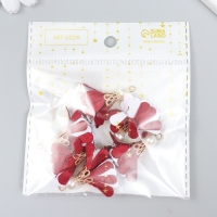 Декор текстиль "Цветок 2 цвета с жемчужиной. Бордовый и белый" набор 6 шт 3 см Декор текстиль "Цветок 2 цвета с жемчужиной. Бордовый и белый" набор 6 шт 3 см