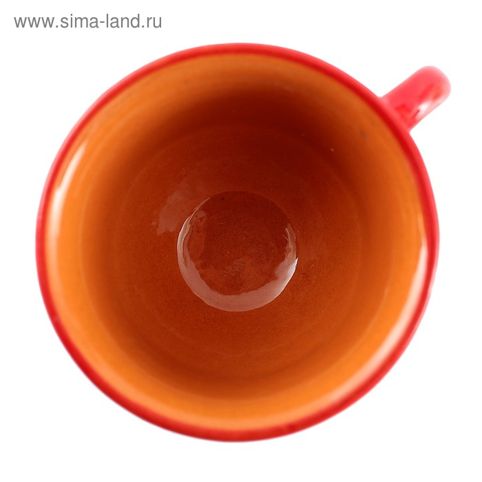 Чайная пара Риштанская Керамика "Узоры", 100 мл, (тарелка 10см, чашка 7,5см), красная