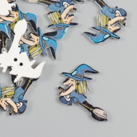 Пуговицы дерево для творчества 2 прокола "Ведьма на метле" набор 15 шт 3,5х2,5 см Пуговицы дерево для творчества 2 прокола "Ведьма на метле" набор 15 шт 3,5х2,5 см