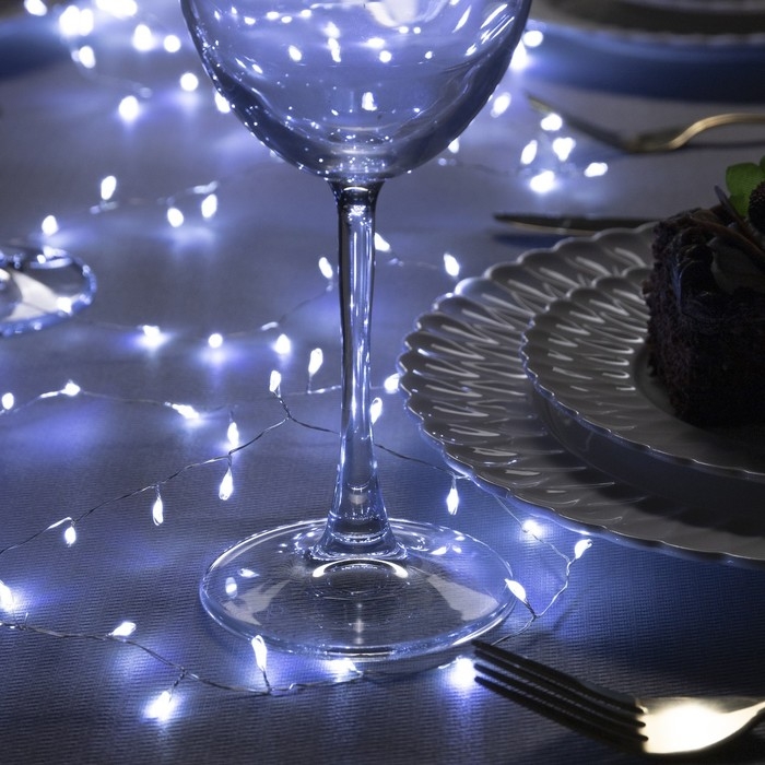 Гирлянда «Мишура» 2 м роса, IP20, серебристая нить, 100 LED, свечение белое, USB Гирлянда «Мишура» 2 м роса, IP20, серебристая нить, 100 LED, свечение белое, USB