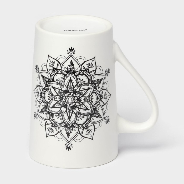 Кружка фарфоровая Доляна «Мандала», 380 мл, чёрный узор Кружка фарфоровая Доляна «Мандала», 380 мл, чёрный узор