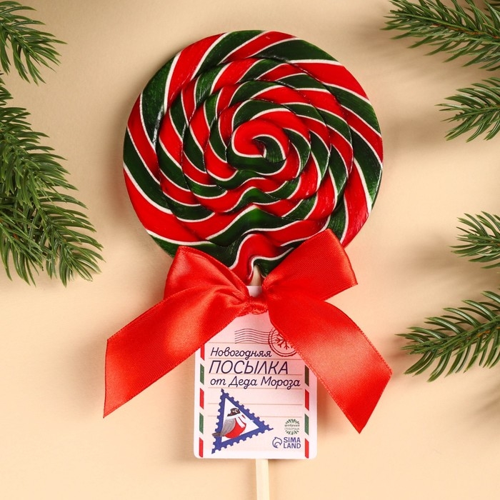 Леденец на палочке &laquo;Новогодняя посылка&raquo;, вкус: вишня, 110 г.