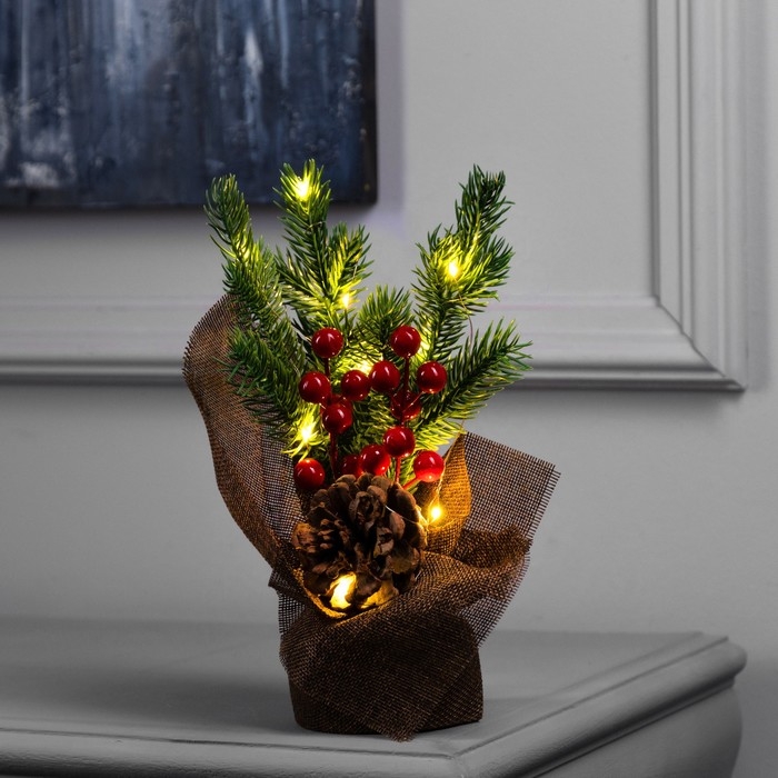 Фигура светодиодная «Елочка и ягоды» 25 x19 x7 см, 10 LED, батарейки AG13x3 (в комплекте), свечение тёплое белое Фигура светодиодная «Елочка и ягоды» 25 x19 x7 см, 10 LED, батарейки AG13x3 (в комплекте), свечение тёплое белое