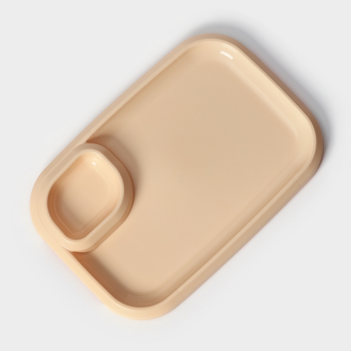 Блюдо для шашлыка с соусницей 30,3×21×2,5 см, цвет бежевый Блюдо для шашлыка с соусницей 30,3×21×2,5 см, цвет бежевый