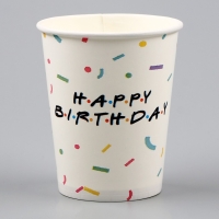 Стакан одноразовый бумажный &laquo;HAPPY BIRTHDAY&raquo;, 250 мл, набор 6 шт.