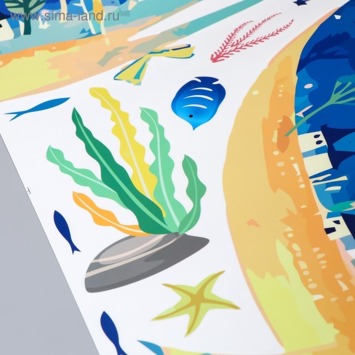 Наклейка пластик интерьерная Наклейка пластик интерьерная "Кит и абстрация" 50х70 см