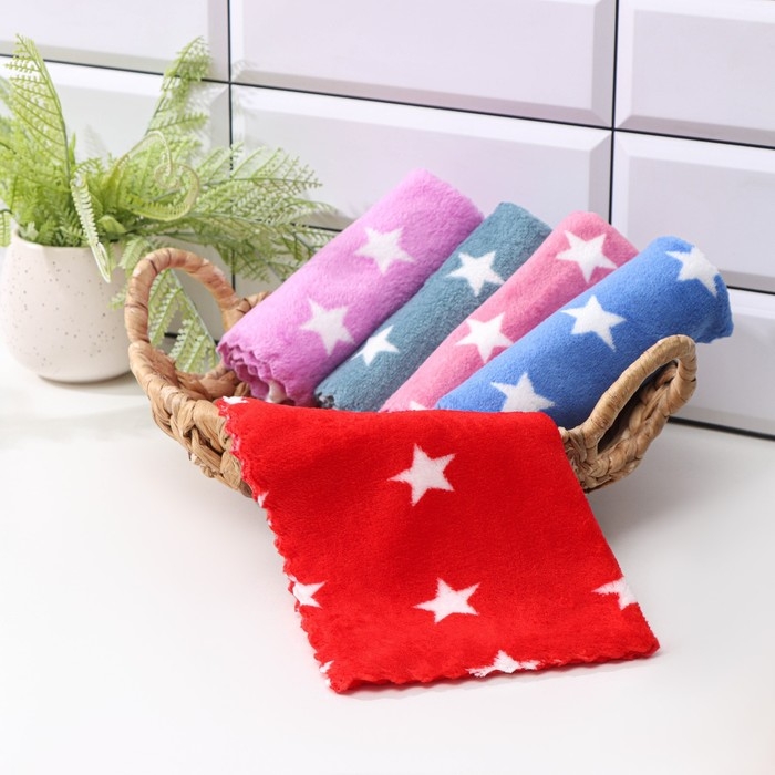 Салфетка для уборки Доляна &laquo;Звезды&raquo;, микрофибра махровая, 30&times;30 см, цвет МИКС