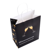 Новый год. Пакет бумажный подарочный новогодний крафт, "Шампаньон" , 27 х 21 х 11 см. Новый год. Пакет бумажный подарочный новогодний крафт, "Шампаньон" , 27 х 21 х 11 см.