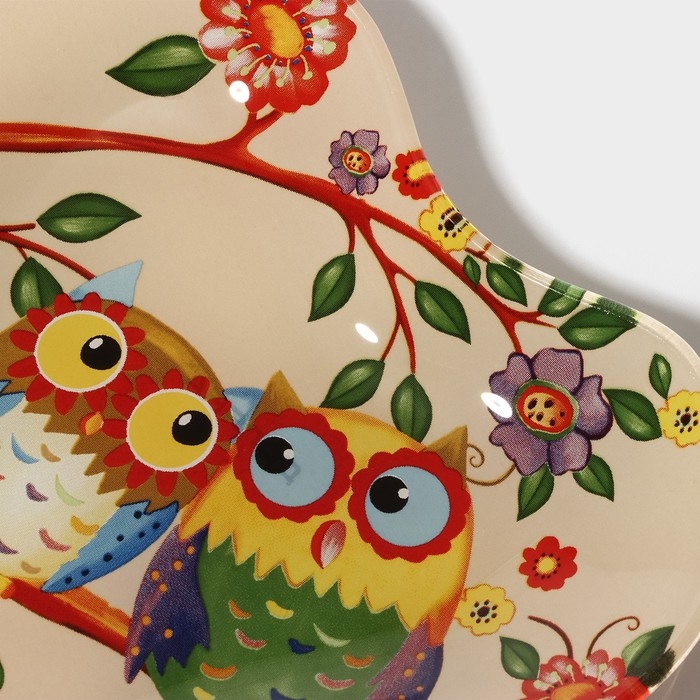 Блюдце стеклянное Доляна &laquo;Совушки&raquo;, 17,8&times;13,7&times;1,7 см