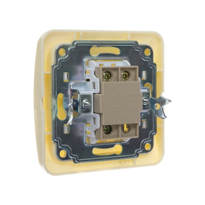 Выключатель Luazon Lighting "Орион", 10 А, 2 клавиши, скрытый, бежевый