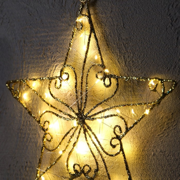 Светодиодная фигура &laquo;Звезда&raquo; 31 см, металл, батарейки ААх2 (не в комплекте), свечение тёплое белое