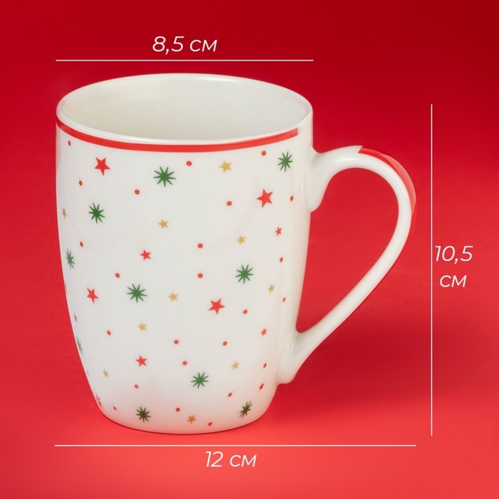 Новогодняя кружка Доляна &laquo;Новогодние каникулы&raquo;, 370 мл, 12&times;8,5&times;10,5 см, цвет белый