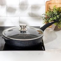 Сковорода &laquo;Гранит Star&raquo;, d=28 см, стеклянная крышка, антипригарное покрытие, тёмно-синий