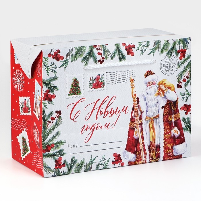 Пакет - коробка &laquo;Дедушка Мороз&raquo;, 23 х 18 х 11 см