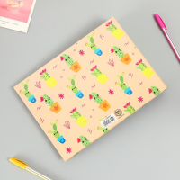 Фотоальбом 25 листов (уголки+кольца) "Кактусы в горшочках" 27х19 см