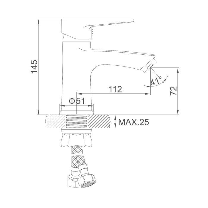Смеситель для раковины Accoona A96111G, однорычажный, с гайкой, силумин, белый/хром