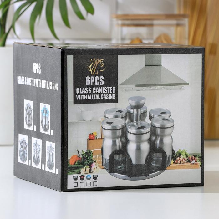 Набор для специй из стекла на подставке &laquo;Сияние&raquo;, ёмкость, 5,5&times;10,5 см, 6 шт