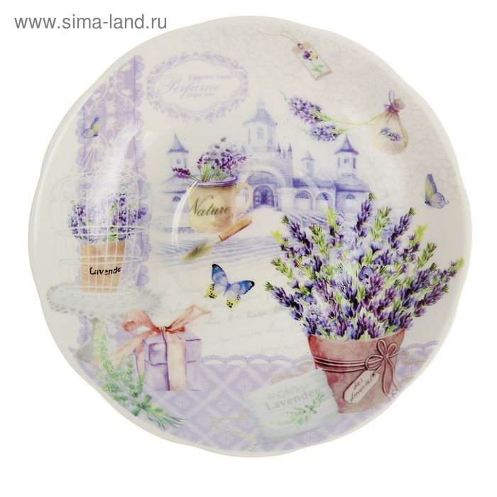 Чайная пара керамическая &laquo;Лавандовое поле&raquo;, 2 предмета: чашка 220 мл, блюдце d=15 см