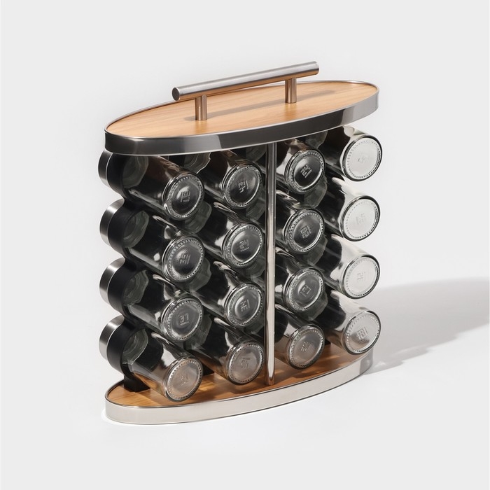 Набор стеклянных баночек для специй на подставке Magistro &laquo;Модерн&raquo;, 16 шт