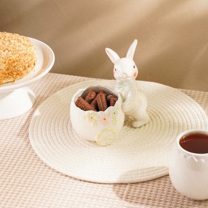 Конфетница керамическая SL Home «Лесные кролики», 17,5×13×16,8 см, цвет белый Конфетница керамическая SL Home «Лесные кролики», 17,5×13×16,8 см, цвет белый