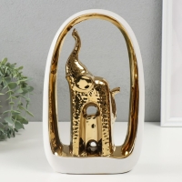 Сувенир керамика "Слон и слонёнок" белый с золотом 6х17х29 см