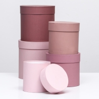 Набор круглых подарочных коробок 5 в 1 &laquo;Кофе с молоком&raquo;, 20 &times; 20 ‒ 14 &times; 14 см