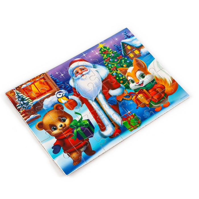 Пазл для детей магнитный деревянный &laquo;Новый год! Звери&raquo;, 21 х 15 см