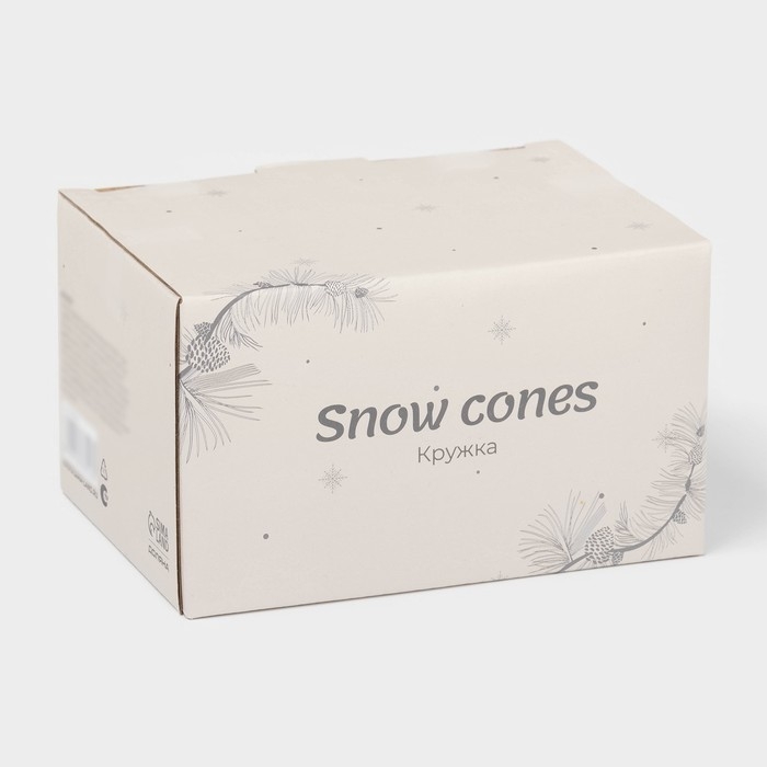 Новогодняя кружка для чая Доляна Snow cones, 370 мл, 14,5&times;10,8&times;7,2 см, керамика, цвет белый