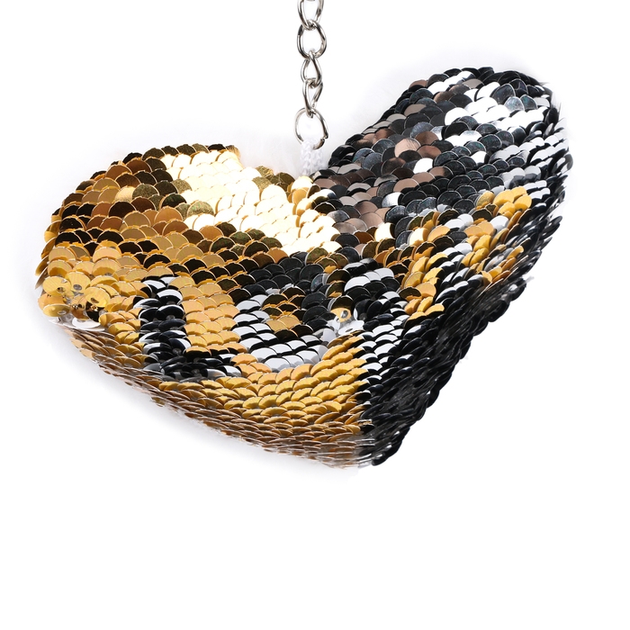 Мягкая игрушка «Сердечко» с пайетками, на брелоке, 10 см, цвет белый Мягкая игрушка «Сердечко» с пайетками, на брелоке, 10 см, цвет белый