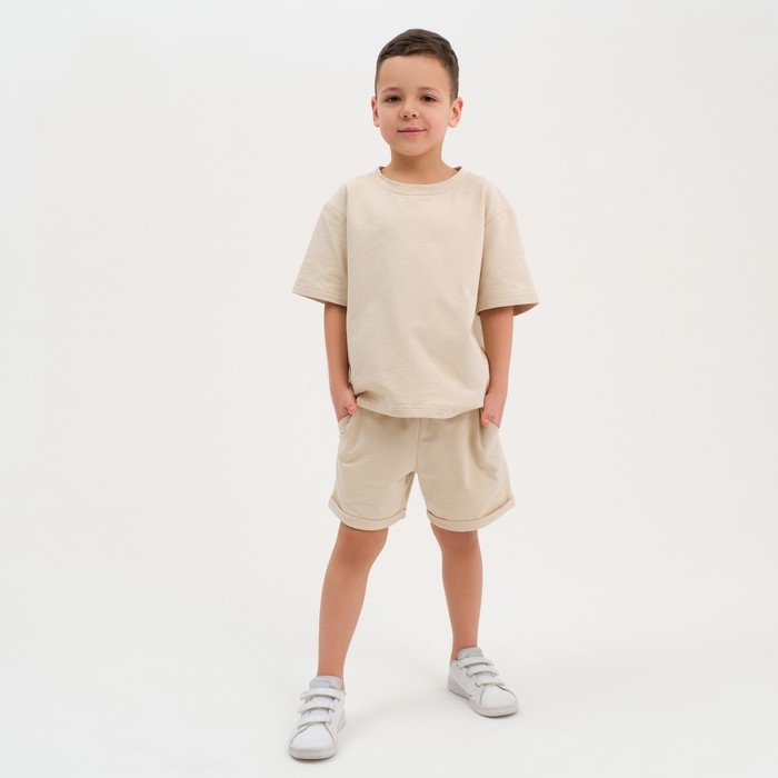 Комплект детский (футболка, шорты) KAFTAN Комплект детский (футболка, шорты) KAFTAN "Basic line" размер 32 (110-116), цвет бежевый