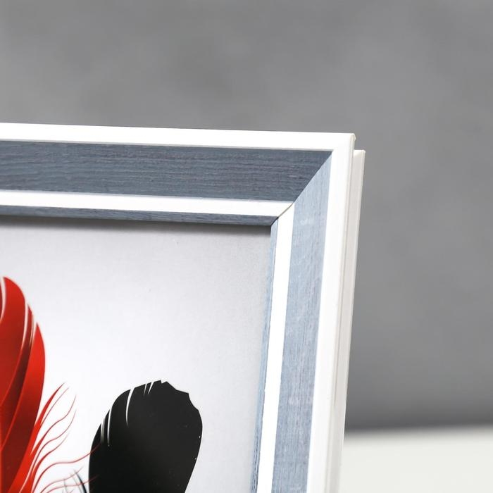 Фоторамка пластик 13х18 см Фоторамка пластик 13х18 см "Серая древесина с двойной белой рамкой" 21,8х16,7 см