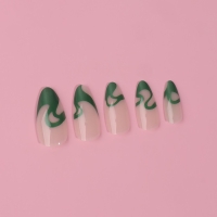 Накладные ногти &laquo;Pattern&raquo;, 24 шт, с клеевыми пластинами, форма миндаль, бежевые, зелёные