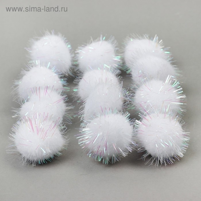 Набор деталей для декора &laquo;Бомбошки с блеском&raquo; набор 12 шт., размер 1 шт. &mdash; 3 см, цвет белый перламутр