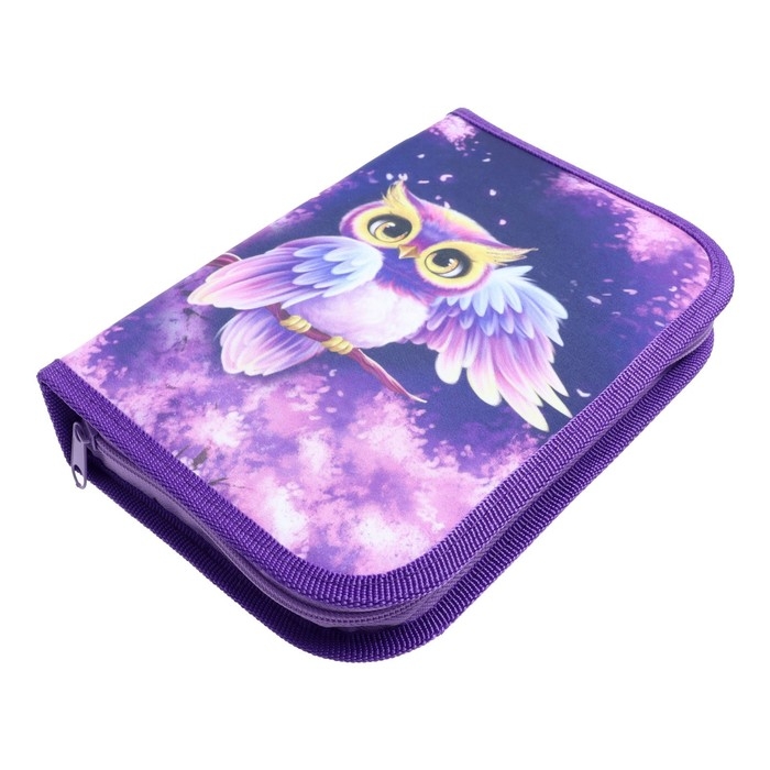 Пенал 3 секции, вкладка внутри, 140 х 210 х 40 мм, тканевый, Calligrata TOP Block Пенал 3 секции, вкладка внутри, 140 х 210 х 40 мм, тканевый, Calligrata TOP Block "Совушка"