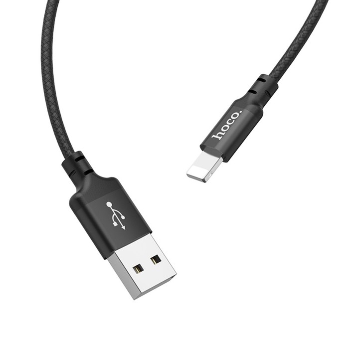 Кабель Hoco X14, Lightning - USB, 2 А, 2 м, быстрая зарядка, оплётка нейлон, чёрный Кабель Hoco X14, Lightning - USB, 2 А, 2 м, быстрая зарядка, оплётка нейлон, чёрный