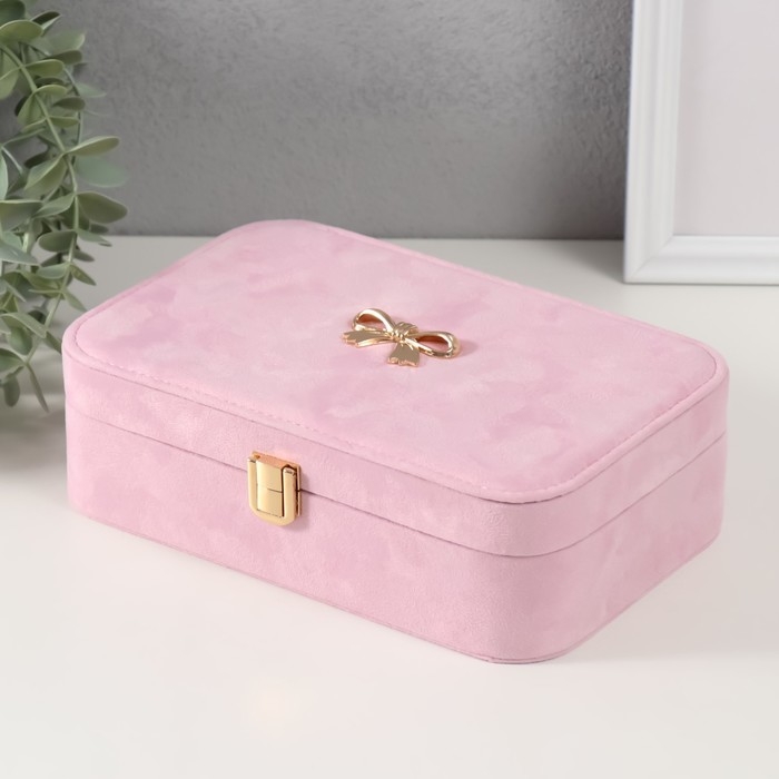 Шкатулка текстиль для украшений Шкатулка текстиль для украшений "Бант" нежно-розовый 22х14,5х7 см