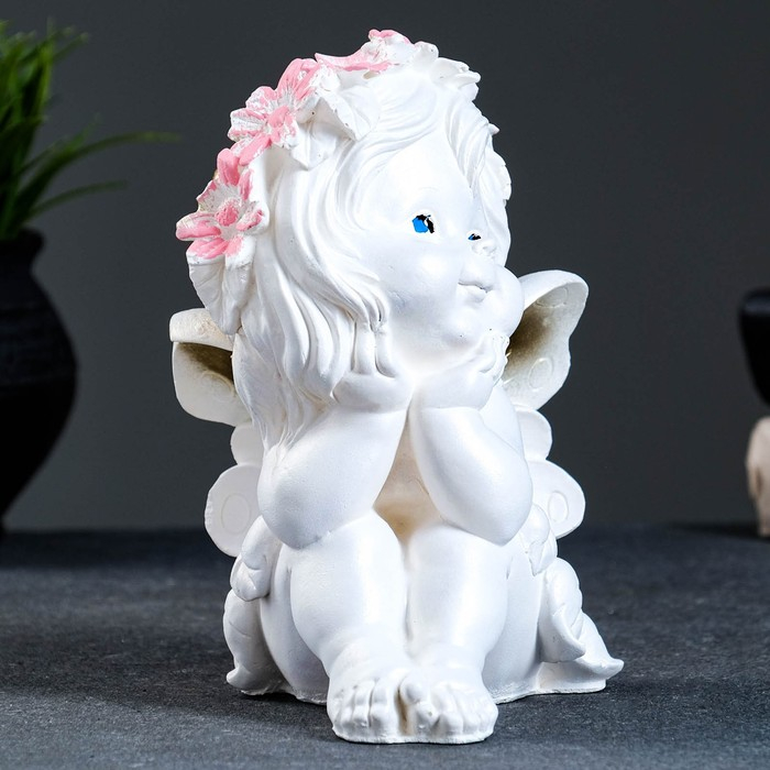 Фигура Фигура "Фея сидя" перламутр 20х15х16см