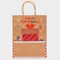 Новый год. Пакет бумажный подарочный новогодний крафт "Большой подарок", 27 х 21 х 11 см. Новый год. Пакет бумажный подарочный новогодний крафт "Большой подарок", 27 х 21 х 11 см.