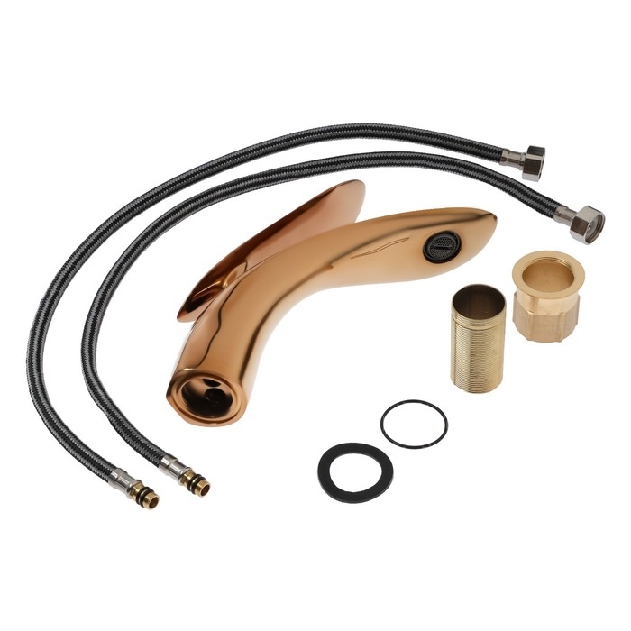 Смеситель для раковины ZEIN Z3883, однорычажный, интерьерный, высота 15см, латунь, rose gold Смеситель для раковины ZEIN Z3883, однорычажный, интерьерный, высота 15см, латунь, rose gold