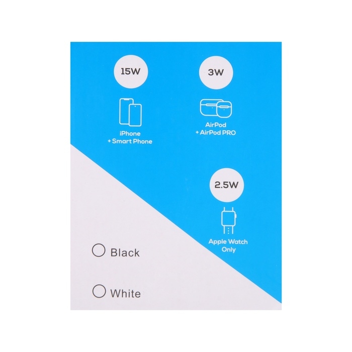 Беспроводное зарядное устройство 3 в 1 H31, 15 W, подсветка, Type-C, белая Беспроводное зарядное устройство 3 в 1 H31, 15 W, подсветка, Type-C, белая
