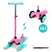Самокат-снегокат 2 в 1 GRAFFITI &laquo;Девочка&raquo;