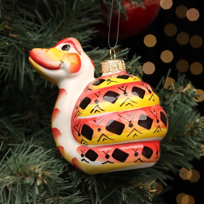 Ёлочный фарфоровый шар Ёлочный фарфоровый шар "Змей красный", авторская роспись, 10 см