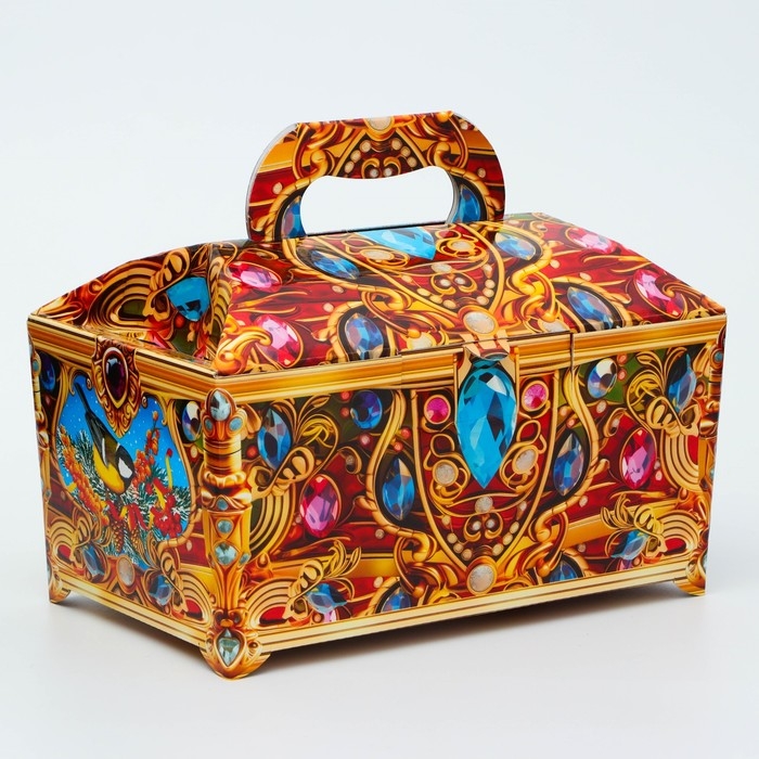 Новый год. Подарочная коробка Новогодняя Сундук обновленный Новый год. Подарочная коробка Новогодняя Сундук обновленный "Драгоценный" 25 х 15 х 15,5 см.