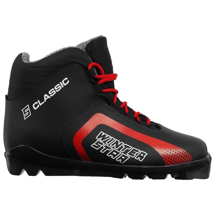 Ботинки лыжные Winter Star classic, SNS, искусственная кожа, цвет чёрный/красный, лого белый, размер 45