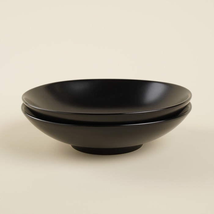 Набор мисок фарфоровых SL Home «Дарк», 380 мл, d=16,5 см, цвет чёрный Набор мисок фарфоровых SL Home «Дарк», 380 мл, d=16,5 см, цвет чёрный