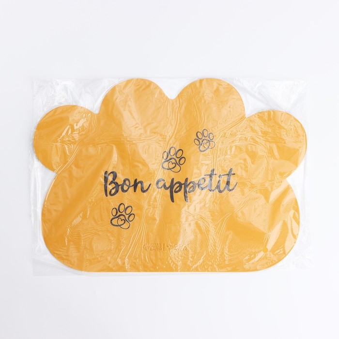 Коврик под миску форменный &laquo;Лапка&raquo;, 39 х 30 см, желтый