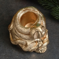 Новый год. Символ 2025. Подсвечник новогодний "Череп со змеей" 9см, золото Новый год. Символ 2025. Подсвечник новогодний "Череп со змеей" 9см, золото