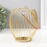 Подсвечник металл, текстиль на 1 свечу "Корзина" d=10 см бронза 15х15х17 см Подсвечник металл, текстиль на 1 свечу "Корзина" d=10 см бронза 15х15х17 см